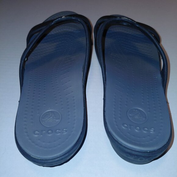 CROCS Women's Black Sanrah Sandals Size 10 Blue - Picture 5 of 14